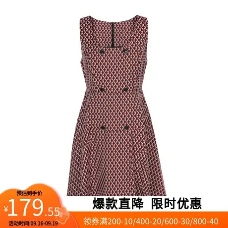 【艾格】无袖连衣裙2023春季新款时尚甜美可爱百搭菱格女生裙子图片