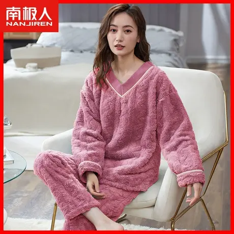 睡衣女冬季加绒加厚保暖透气2022年新款家居服两件套可出门外穿NM图片