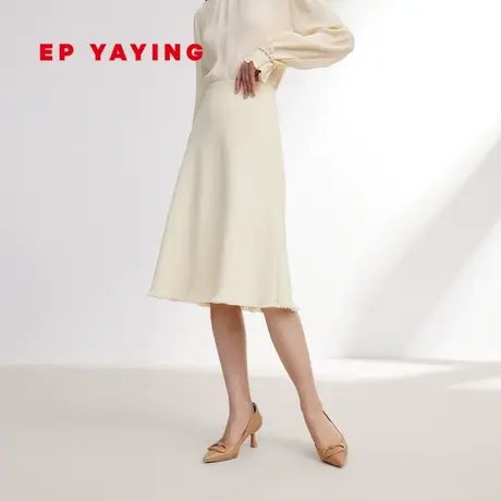 EP YAYING雅莹女装 高腰花呢白色鱼尾半身裙 2024早春新款3306A图片