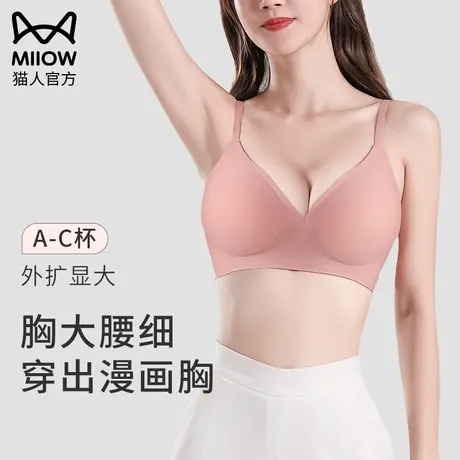 猫人外扩型胸内衣女小胸聚拢显胸大夏天薄款无痕美背漫画胸文胸罩图片