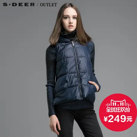 s.deer【新品】圣迪奥专柜正品冬毛线钩织拼接棉背心S14481644商品大图