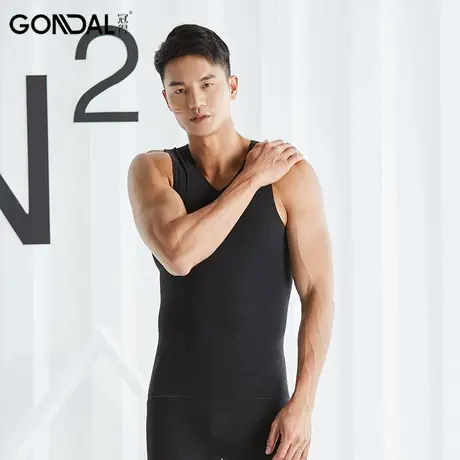 2024秋冬新款无痕保暖背心男士冬季锁温简约发热羊绒条纹男背心暖图片