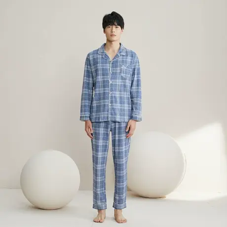 秋鹿【清仓仅剩XXXL】男士纯棉睡衣春秋款休闲家居服秋冬薄款大码图片