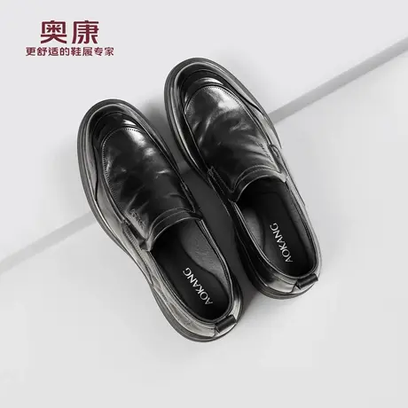 奥康男鞋2025秋季新款商务休闲皮鞋一脚蹬真皮舒适中老年爸爸皮鞋图片