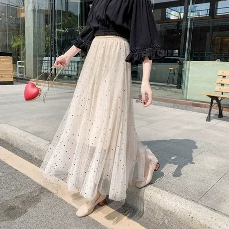 【换购10】春秋新款星月亮片仙女蓬蓬裙中长款星空网纱半身裙a字x图片