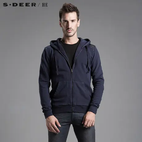 sdeerhe圣迪奥男装连帽铆钉长袖卫衣H14172297图片