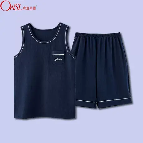 男士睡衣男夏季薄款套装背心短裤宽松大码夏天家居服图片