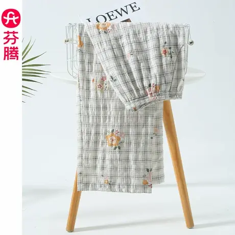 芬腾棉绸睡裤女夏薄款人造棉阔腿裤春秋可外穿宽松家居空调长裤子图片