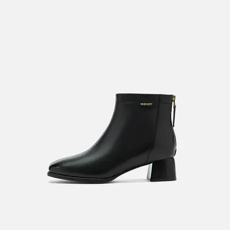 奥莱专供Nine West/玖熙2025年时装靴女加绒方圆头通勤中粗跟短靴图片