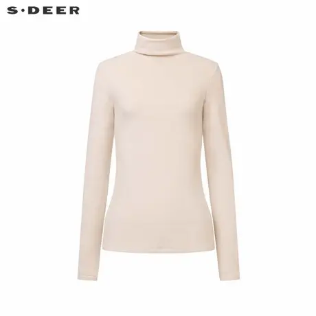 sdeer圣迪奥冬季女装时尚半高领基本款打底针织长袖T恤S24480204商品大图