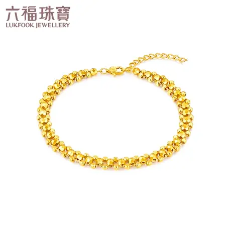 六福珠宝光影金5G蹦迪珠黄金手链配饰女款百搭送礼计价009047BA图片