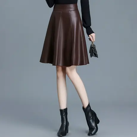 PU皮裙a字裙女春秋2025新款高腰显瘦半身裙通勤气质皮短裙休闲裙图片
