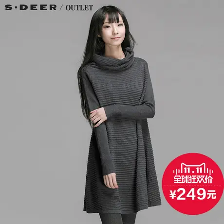 s.deer【新品】圣迪奥专柜正品设计感堆领伞状针织衫S14483559商品大图