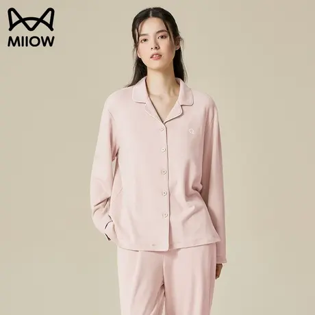 猫人睡衣女秋季开衫长袖长裤睡衣套装秋天女士新款简约秋冬家居服图片
