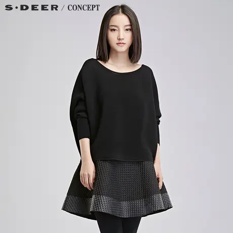 sdeer圣迪奥2018冬装轻薄肌理质感条纹针织S16483556商品大图