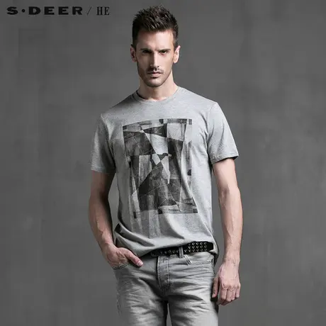 S.Deer/He【惠】圣迪奥休闲纯棉印花短袖T恤H15270120图片