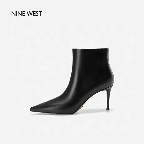 Nine West/玖熙时装靴女2023年秋冬新款细高跟鞋短靴牛皮尖头皮鞋图片