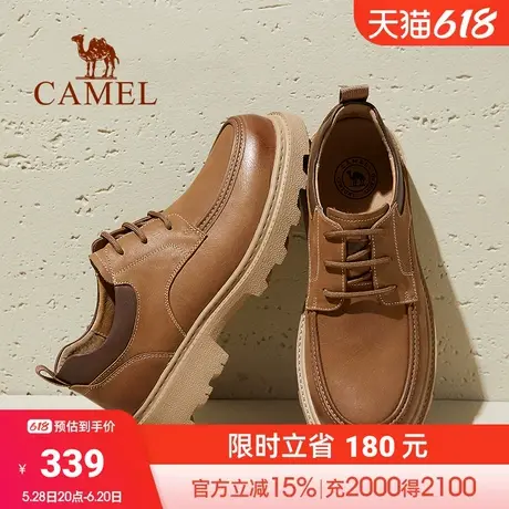 骆驼2025春季新款真皮英伦复古厚底低帮城市户外休闲工装鞋男士图片