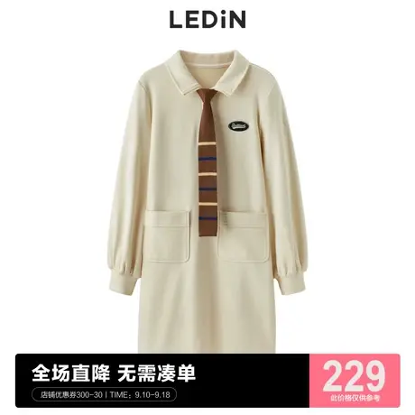 乐町领带连衣裙复古潮流休闲口袋卫衣裙C3FAC3302图片