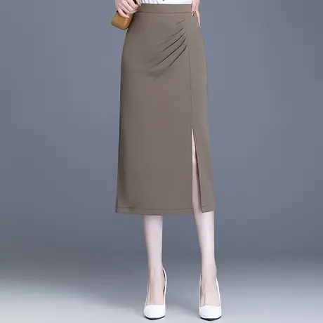 开叉一步裙女夏季通勤修身包臀半身裙2023新款中长高腰职业裙筒裙图片