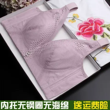无钢圈无海绵显胸小内衣大码文胸薄款胖mm调整型聚拢收副乳薄模杯商品大图