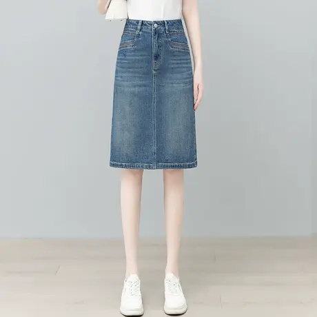 高腰显瘦开叉牛仔半身裙女2025夏季薄中长款一步包臀裙复古A字裙a图片