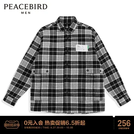 太平鸟男装 格纹衬衫休闲衬衣图片