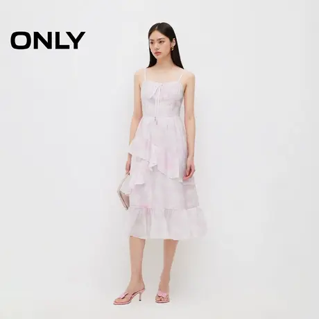 【ONLY奥莱】夏季设计感甜美荷叶边拼接吊带连衣裙女图片