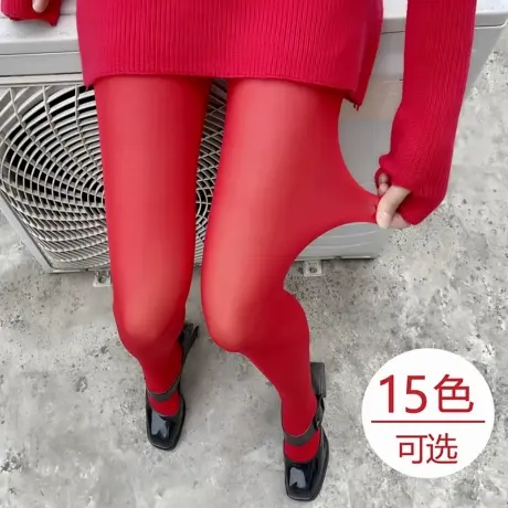 春秋薄款大红色丝袜新娘结婚天鹅绒连裤袜外穿本命年红袜子打底裤图片