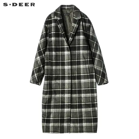 sdeer圣迪奥2019冬装简约英伦学院风风衣外套毛呢大衣女S17461812图片