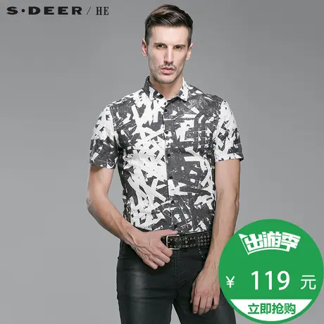 S.Deer/He【惠】 圣迪奥男装休闲亚麻衬衫H14270427图片