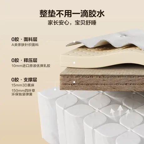 全友儿童床垫天然乳胶黄麻床垫独立袋袋装床垫卧室单人床垫图片