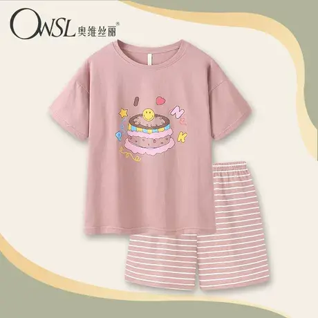 睡衣女夏季短袖短裤可外穿学生甜美风薄款家居服套装图片