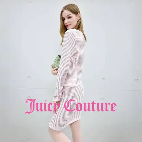 Juicy Couture橘滋半身裙女2025年秋季新款华夫格粉色A字学院短裙图片