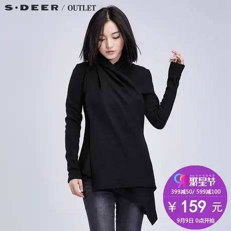 【清仓】sdeer圣迪奥堆堆领修身羊毛外套S14381711图片