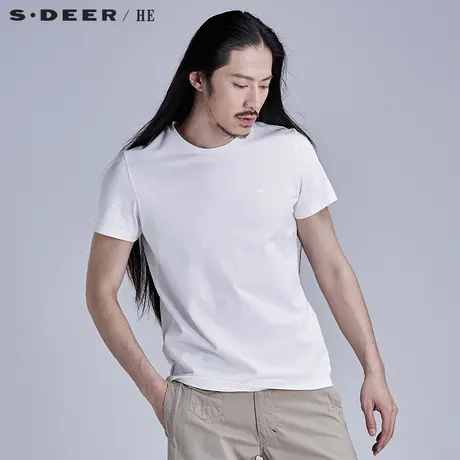 S.Deer/He【惠】圣迪奥纯色基本款短袖T恤H15270118图片