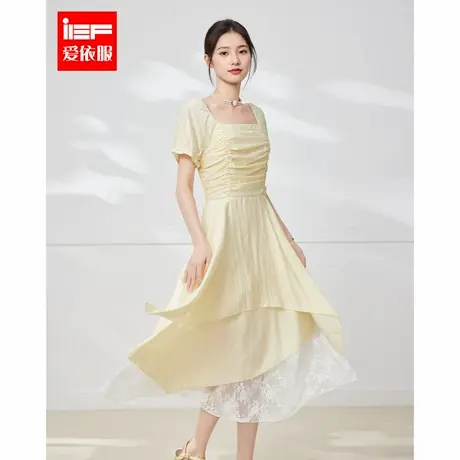IEF/爱依服连衣裙2025夏季新款法式甜美纯欲风设计感显瘦连衣中裙图片