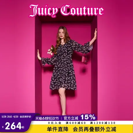Juicy Couture橘滋春夏新款连衣裙长袖碎花裙休闲通勤百搭女图片