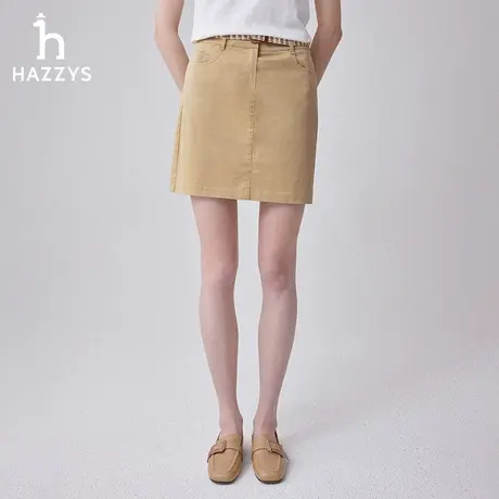 【谭松韵明星同款】Hazzys哈吉斯2024春季新品H型棉弹半身短裙女图片