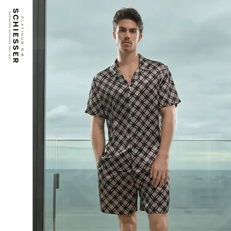 SCHIESSER舒雅铂雅25年春夏新品男士含桑蚕丝亲肤睡衣家居服套装图片