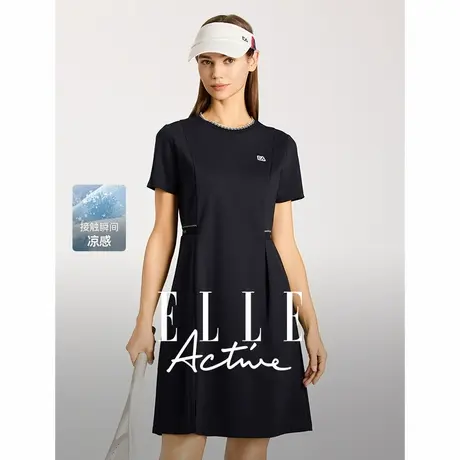 【花花推荐】ELLE Active气质连衣裙女2025夏新款收腰运动中长裙图片