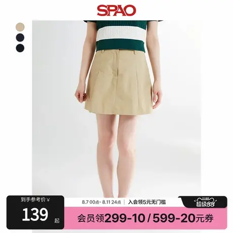 SPAO韩国同款2024年秋冬女士简约纯色时尚纯色短裙半身裙图片