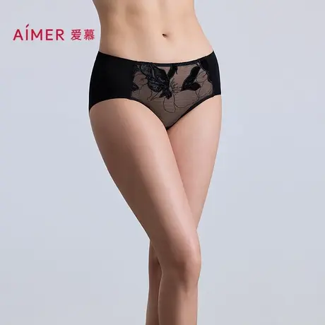 爱慕菲影内裤女红色棉质里裆性感蕾丝中腰平角裤AM23C381图片