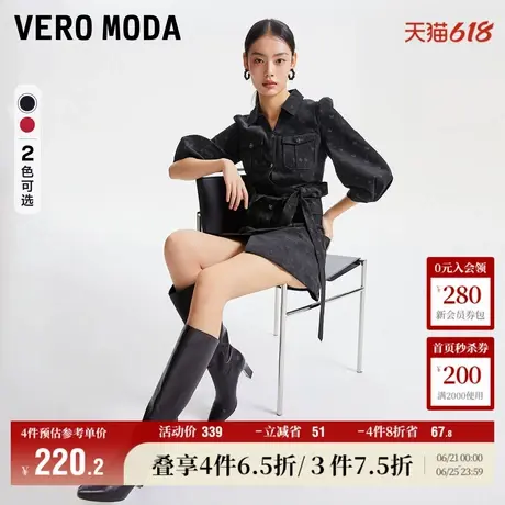 Vero Moda奥莱连衣裙子冬季新款灯芯绒暗纹短裙复古气质泡泡袖女图片