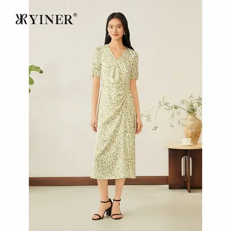 YINER音儿专选2025夏季新款波西米亚风茶歇裙V领果实印花连衣裙图片