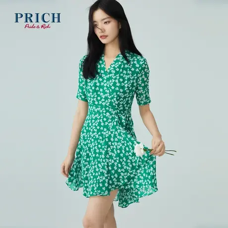 【超能小太阳严选】PRICH气质收腰系带设计感雪纺碎花连衣裙女图片