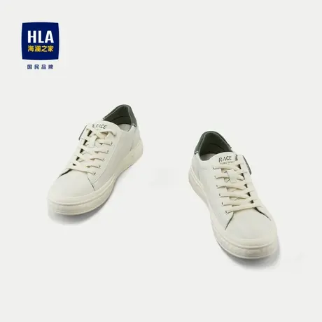 HLA/海澜之家系带休闲鞋2024新款时尚平跟透气撞色橡胶底板鞋男图片