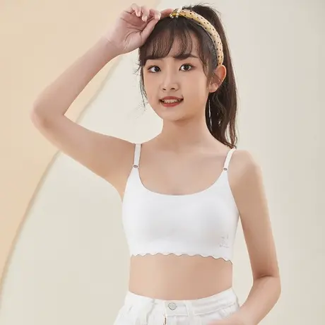 女童青春期少女发育文胸带胸垫防走光小学初中生内穿吊带背心抹胸图片