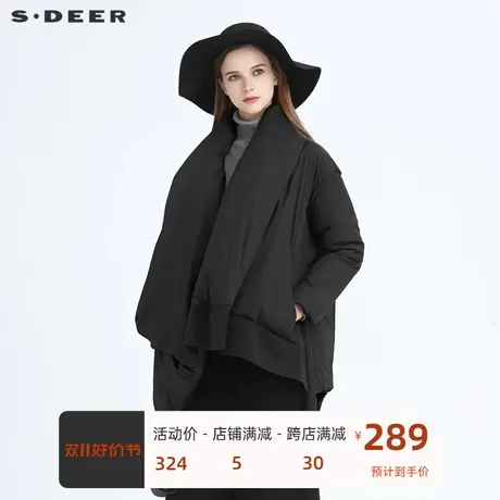 sdeer圣迪奥女装不规则拼接宽松羽绒服S20482420图片