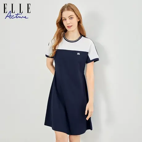 【花花推荐】ELLE Active天丝撞色连衣裙运动弹力收腰遮胯夏季裙图片